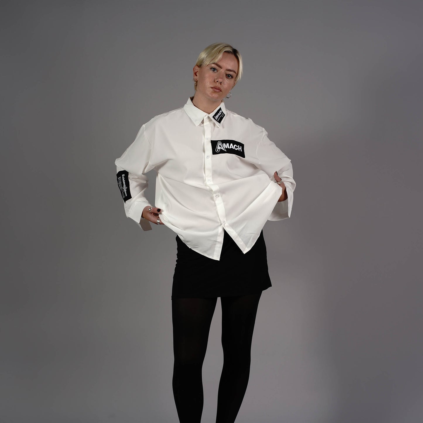 Existentialism Satin Shirt White