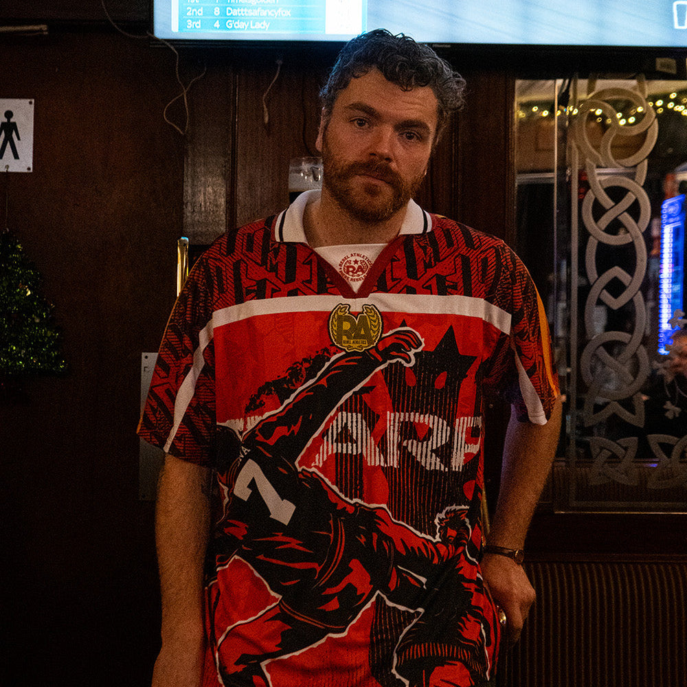 AMACH Rebel Athletics Cantona jersey worn at Porters Bar, Derry