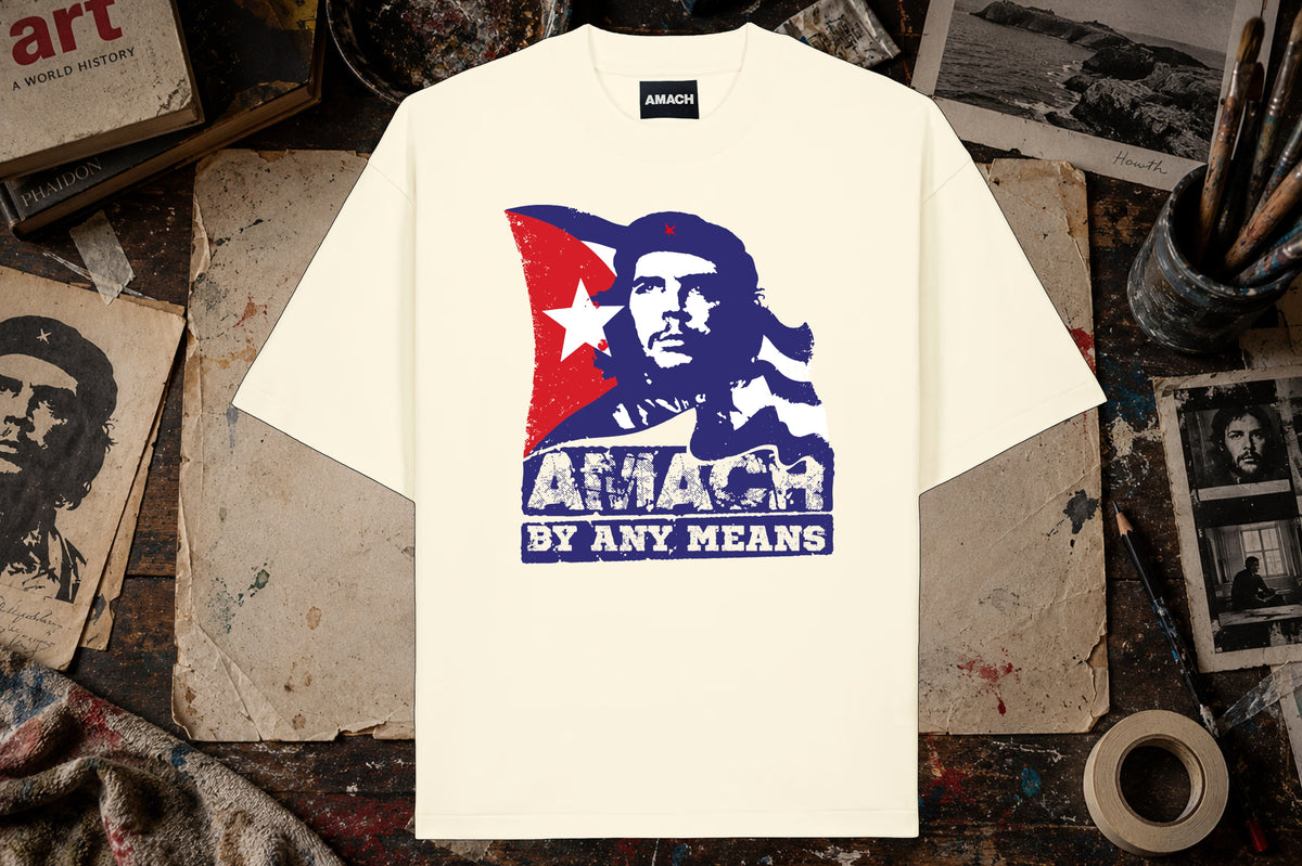 Jim Fitzpatrick × AMACH By Any Means Che charity tee in cream